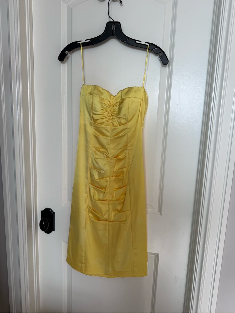 Cache Yellow Satin Tube Mini Dress